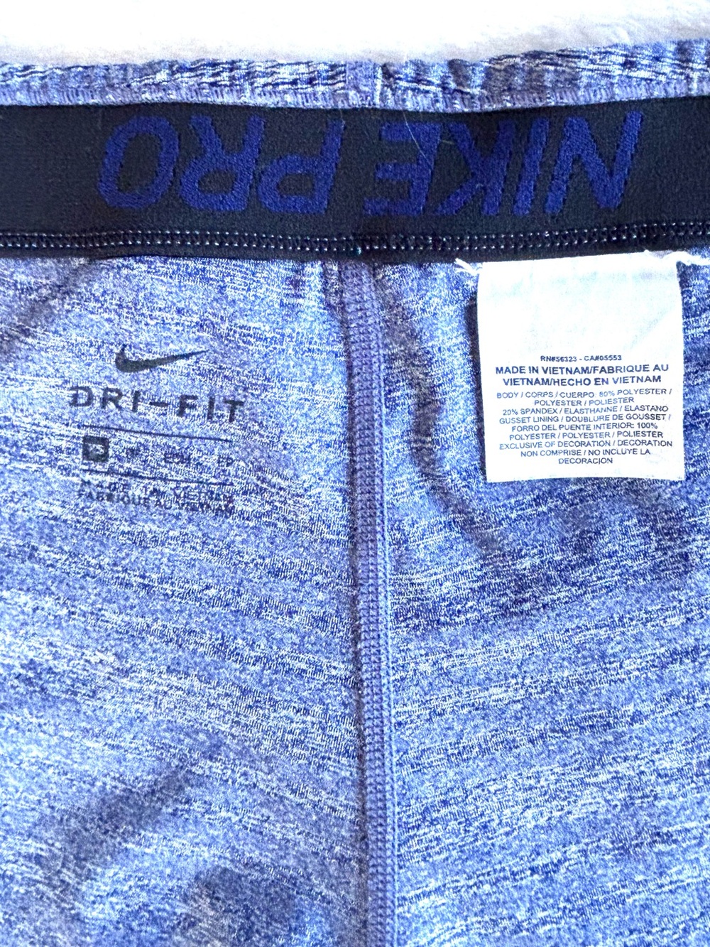 Nike Pro Compression Shorts, Heathered Navy Stripes, Size XS - Picture 4 of 5